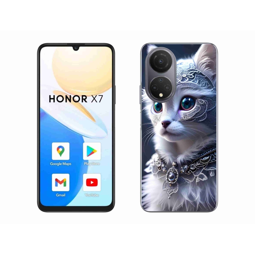 Zselés borítás mmCase a Honor X7-hez - fehér macska