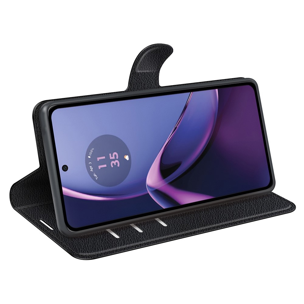 Litchi könyv tok Motorola Moto G84 5G-hez - fekete