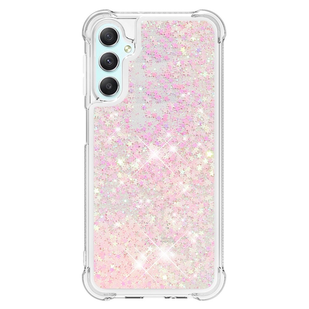 Glitter homokóra zselés tok Samsung Galaxy A24 készülékhez - rózsaszín / csillagok