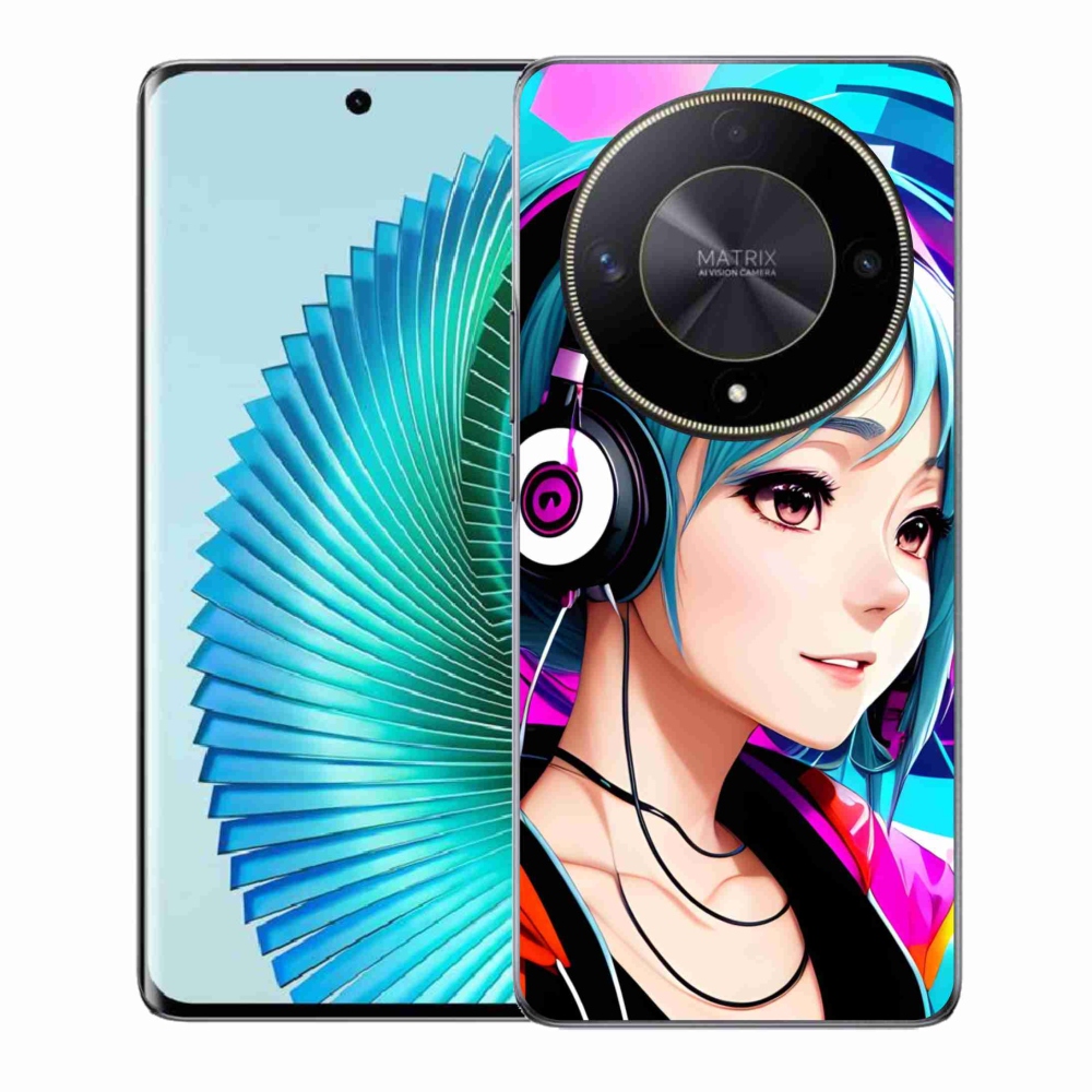 Gél borítás mmCase a Honor Magic 6 Lite 5G számára - lány fejhallgatóval