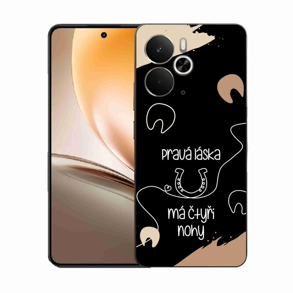 Gél borító mmCase a Realme 14 5G készülékhez - ló motívum fekete háttérrel