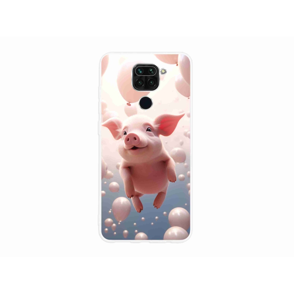 Gél borító mmCase a Xiaomi Redmi Note 9-hez - malac lufikkal