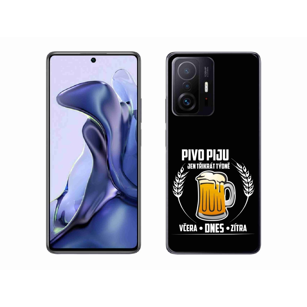 Gél borítás mmCase a Xiaomi 11T-hez - sör motívum fekete háttérrel