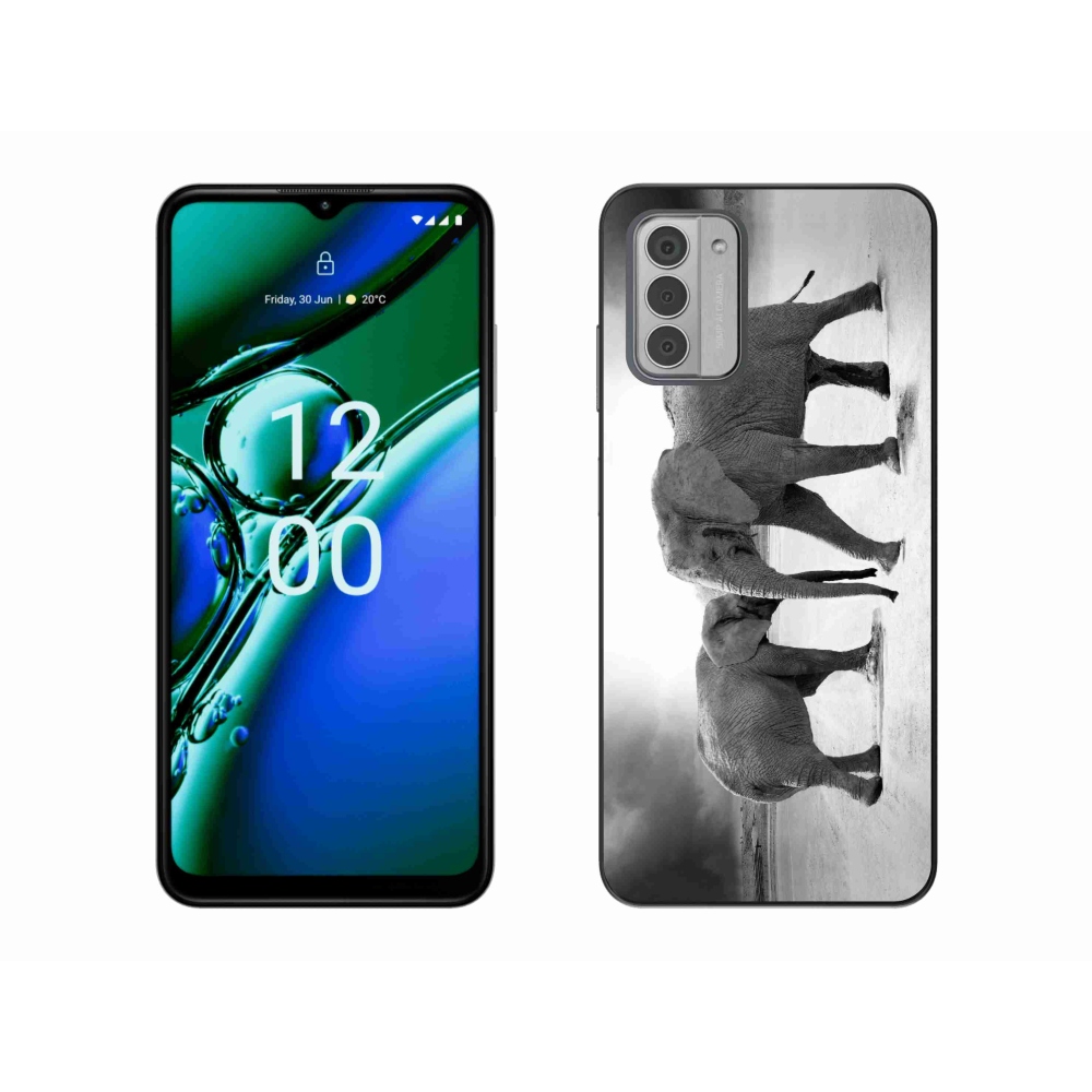 Zselés borítás mmCase a Nokia G42 készülékhez - fekete és fehér elefántok