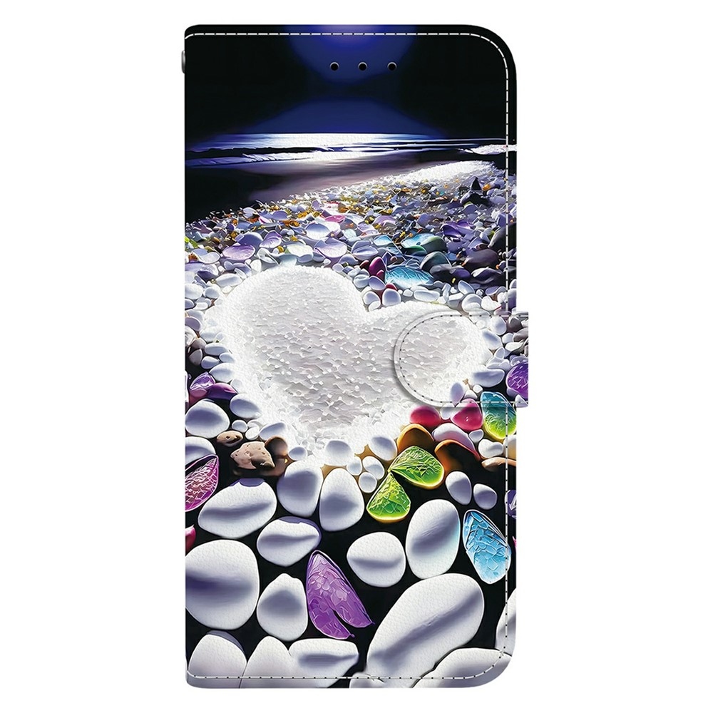 Sokoldalú könyvtáska Xiaomi Redmi 15 4G (171mm) - szív és strasszkövek