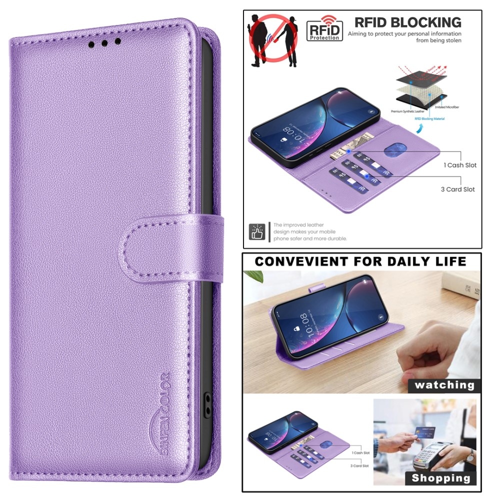 BINFEN könyv tok Xiaomi 15 Pro-hoz - lila