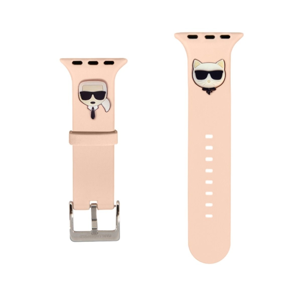 Pánt Apple Watch 42/44/45/49 mm-es Karl Lagerfeld Karl és Choupette órához - rózsaszín