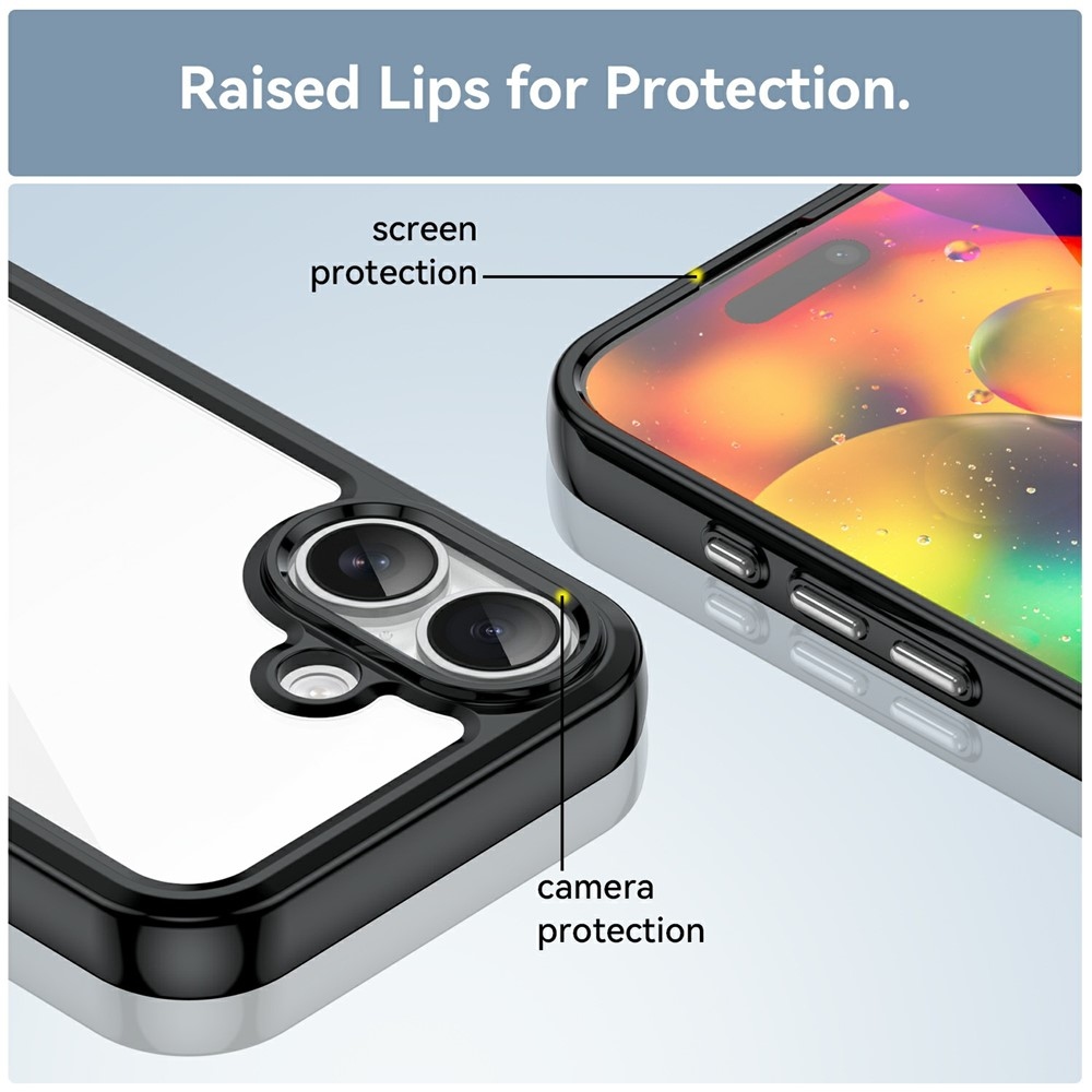 Gél tok fix hátlappal iPhone 17 készülékhez - fekete
