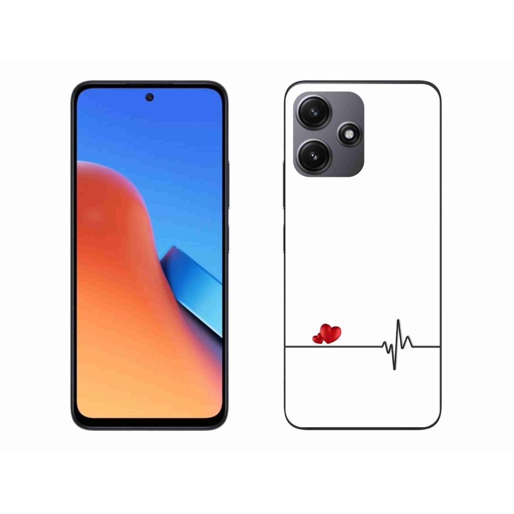 Gél borító mmCase a Xiaomi Redmi 12 5G-hez - szív és szívverés fehér háttérrel