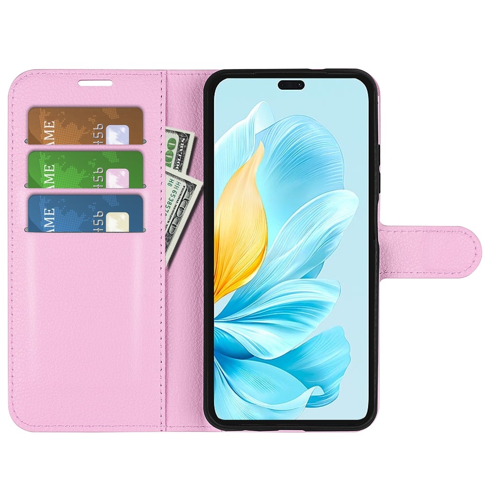 Litchi könyvtáska Honor 200 Lite 5G - rózsaszínű
