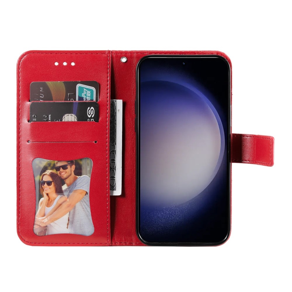 Virágos könyves tok Samsung Galaxy S25+ készülékhez - piros