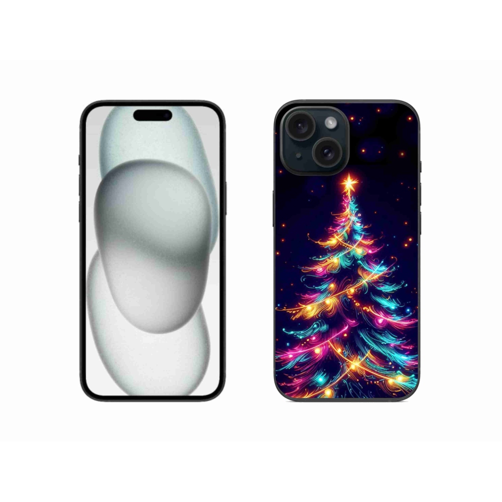 Gél borítás mmCase iPhone 15 készülékhez - neon karácsonyfa