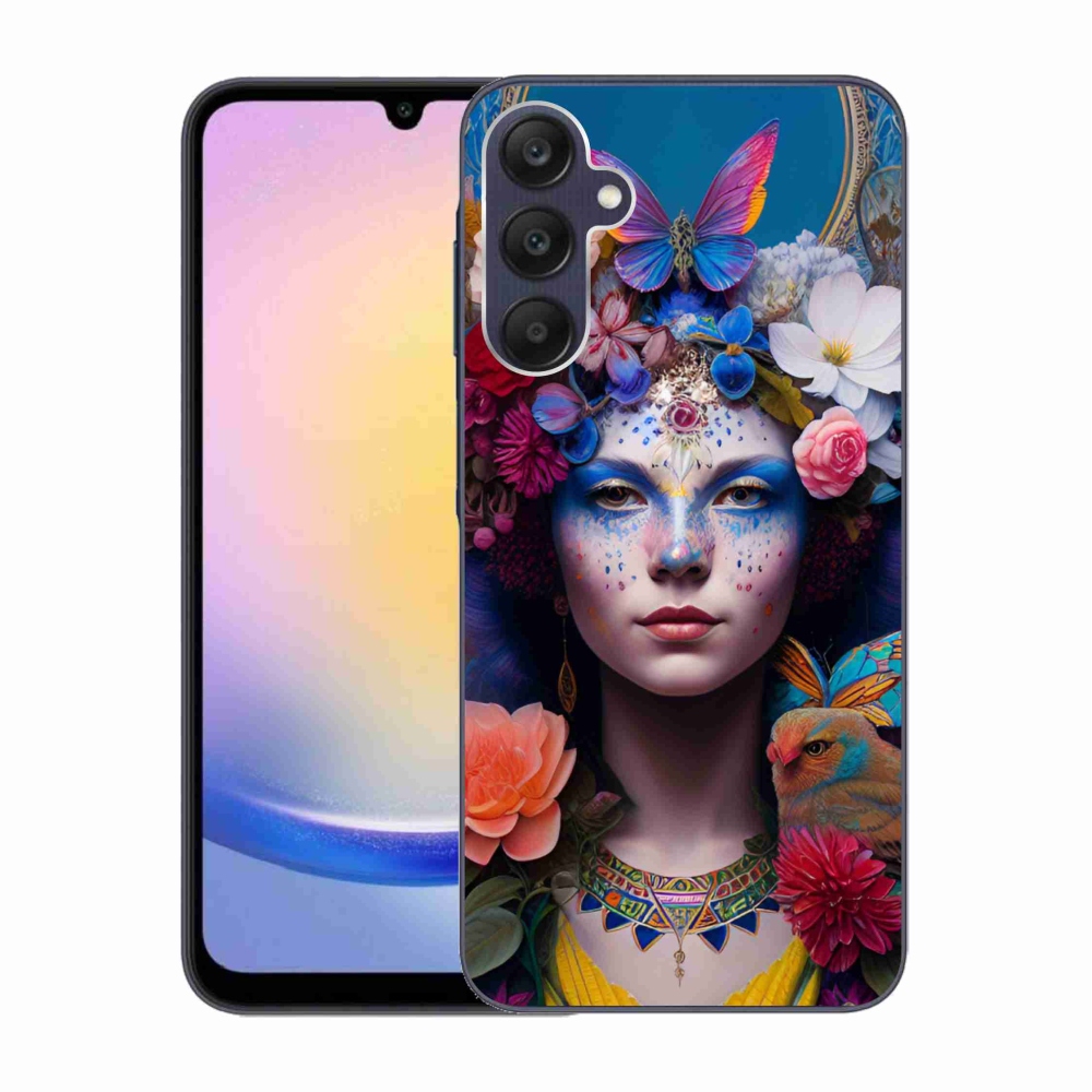 Gél borítás mmCase Samsung Galaxy A25 5G - nő virágokkal