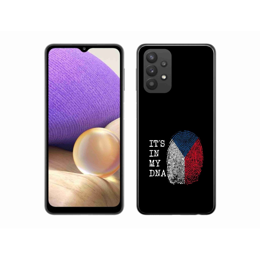 Gél védőhuzat mmCase Samsung Galaxy A32 5G - zászlós ujjlenyomat fekete háttérrel