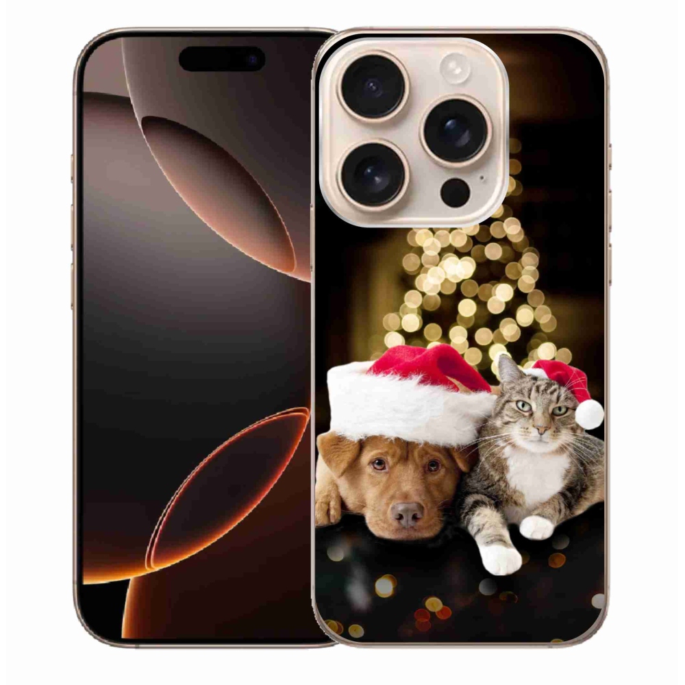 Gél borítás mmCase iPhone 16 Pro Max készülékhez - Karácsonyi kutya és macska