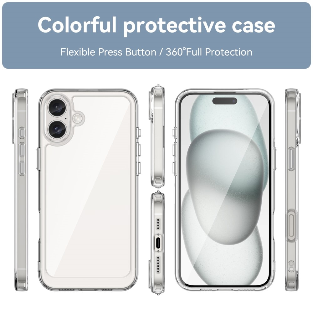 Gél tok fix hátlappal iPhone 16 készülékhez - átlátszó