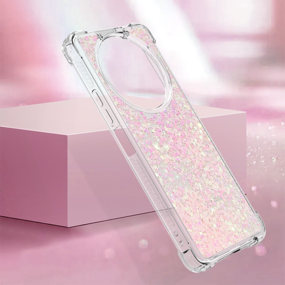 Glitter zselés homokóra tok Xiaomi Redmi A3-hoz - rózsaszín/csillagok