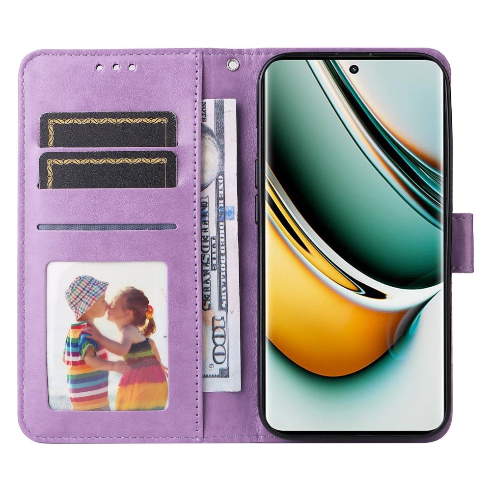 Napraforgó könyvtáska a Realme 11 Pro 5G/11 Pro+ 5G készülékhez - lila