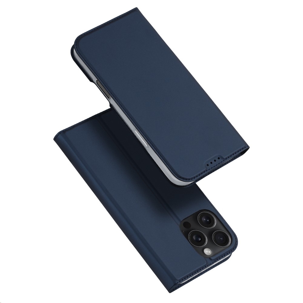 DUX könyvtáska iPhone 16 Pro készülékhez - sötétkék