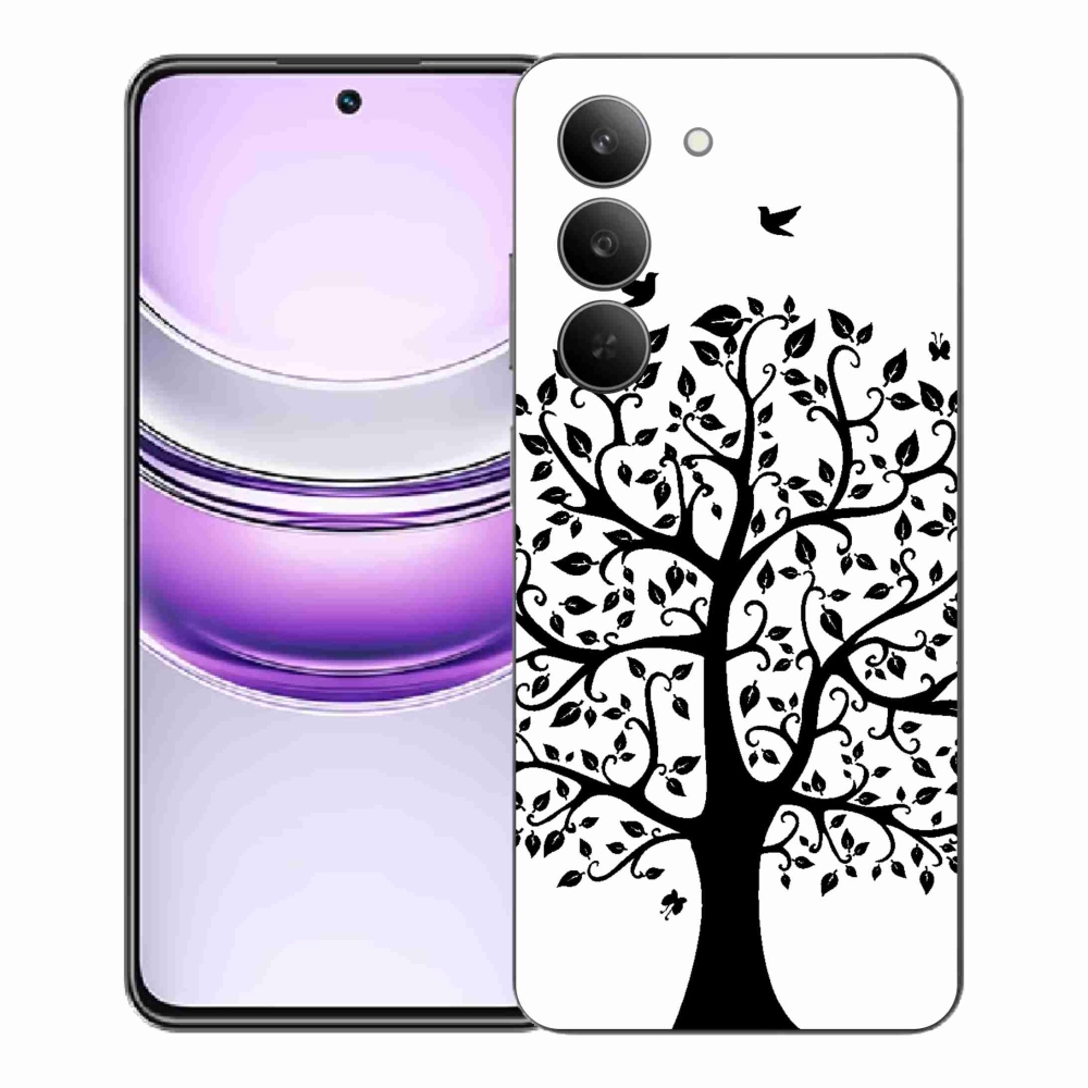 Zselés borítás mmCase a Realme 14x 5G készülékhez - fekete-fehér fa