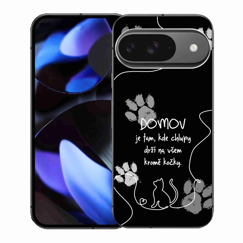 Gél borítás mmCase a Google Pixel 9/9 Pro készülékhez - macska motívum fekete háttérrel