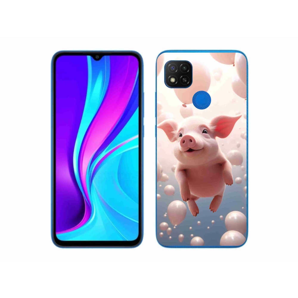 Gél borító mmCase a Xiaomi Redmi 9C-hez - malac lufikkal