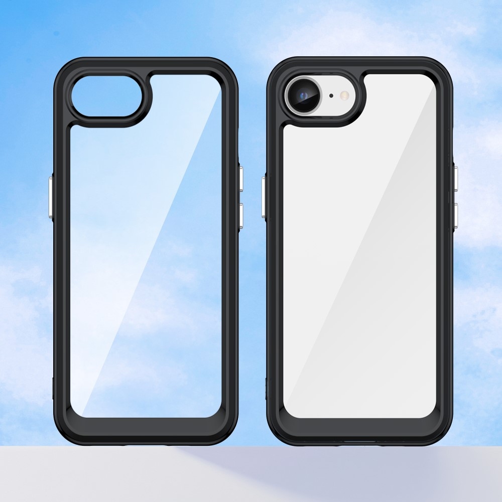 Gél tok fix hátlappal iPhone 16e készülékhez - fekete