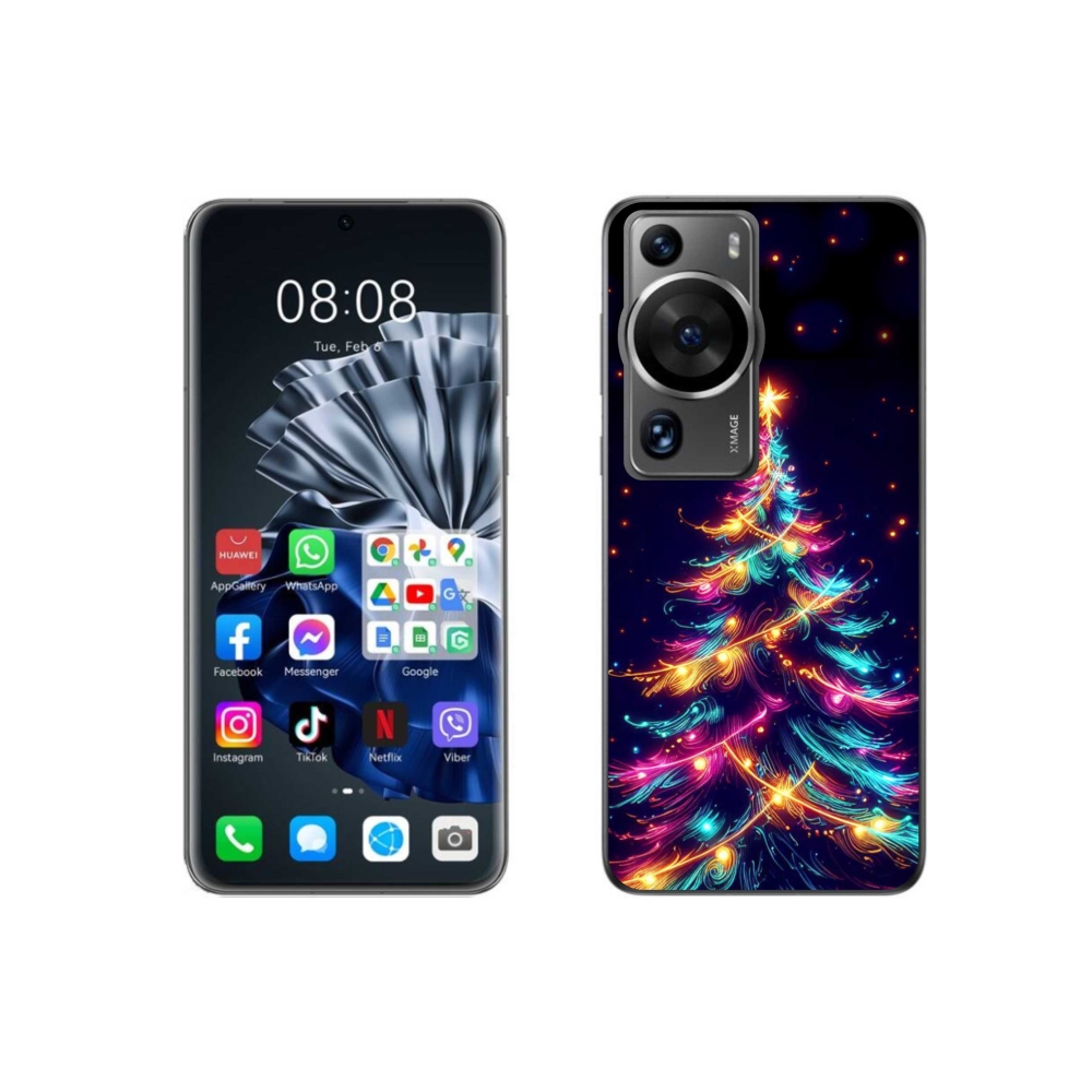 Gél borítás mmCase a Huawei P60 Pro számára - neon karácsonyfa