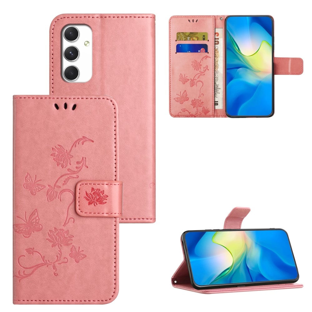 Virágos könyv tok Samsung Galaxy A16 4G/5G készülékhez - rózsaszín