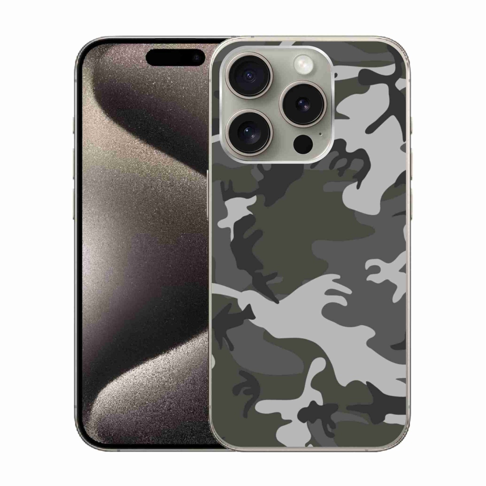 Zselés borítás mmCase iPhone 15 Pro készülékhez - terepszínű minta
