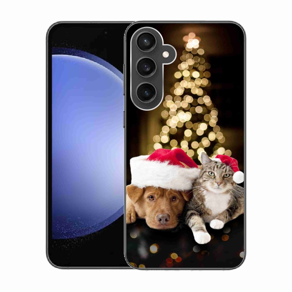 Gél borítás mmCase Samsung Galaxy S23 FE - Karácsonyi kutya és macska