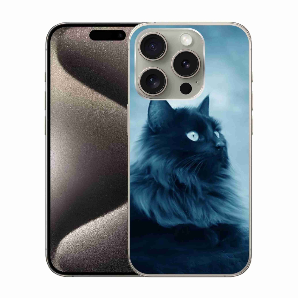 Gél tok mmCase iPhone 15 Pro készülékhez - fekete macska 1