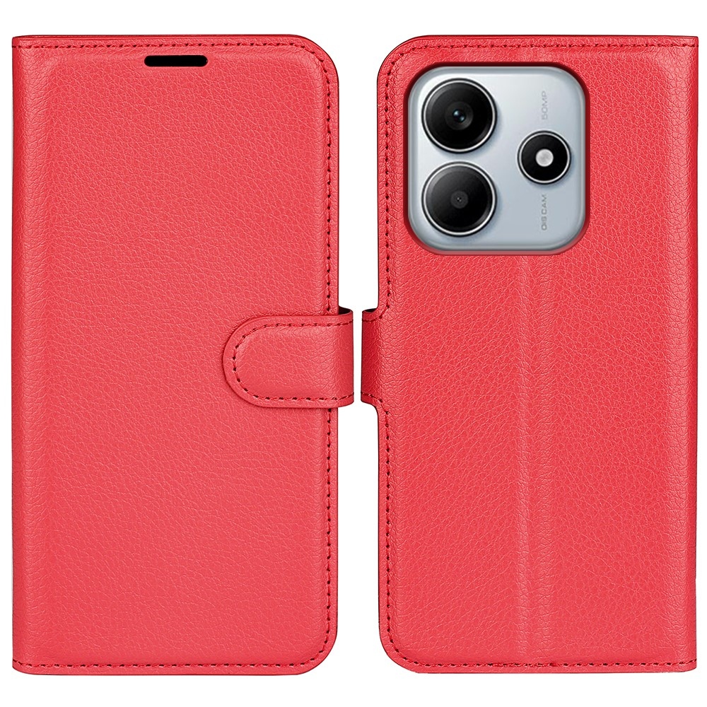 Litchi könyv tok a Xiaomi Redmi Note 14 5G-hez - piros