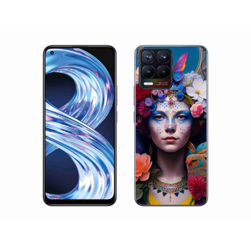 Gél borító mmCase a Realme 8 Pro-hoz - nő virágokkal