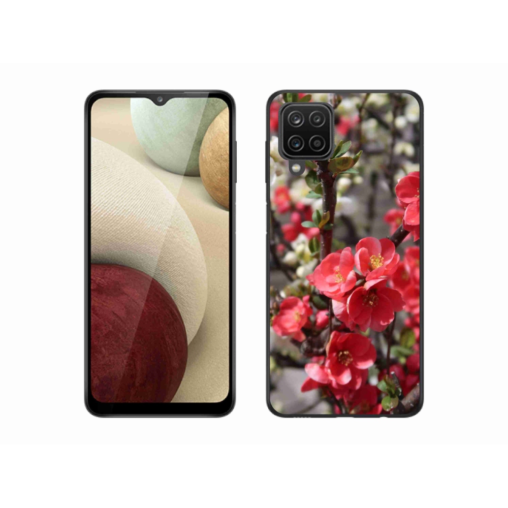 Gél védőhuzat mmCase Samsung Galaxy M12 készülékhez - piros virágok