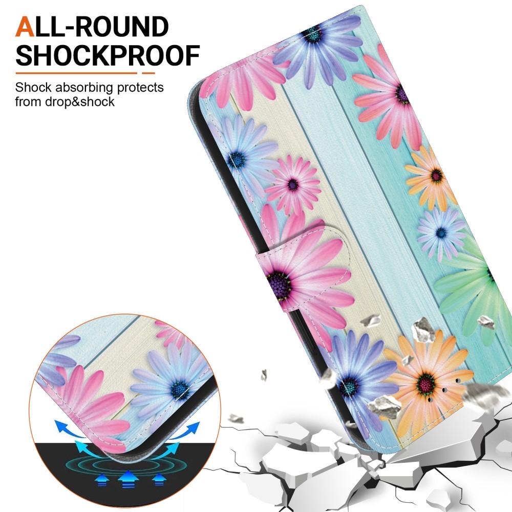 Sokoldalú könyvtáska Samsung Galaxy A36 5G/A56 5G - színes gerbera - Samsung Galaxy A36 5G/A56 5G számára