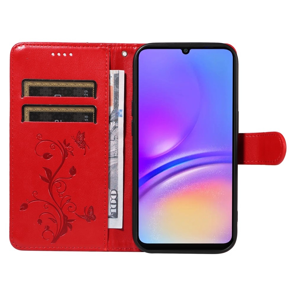 Virágos könyv tok Samsung Galaxy A06 4G készülékhez - piros