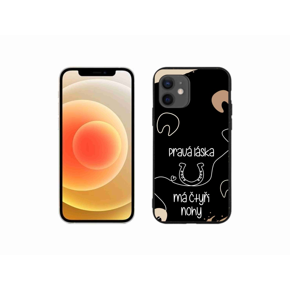 Zselés borítás mmCase iPhone 12 mini készülékhez - ló motívum fekete háttér