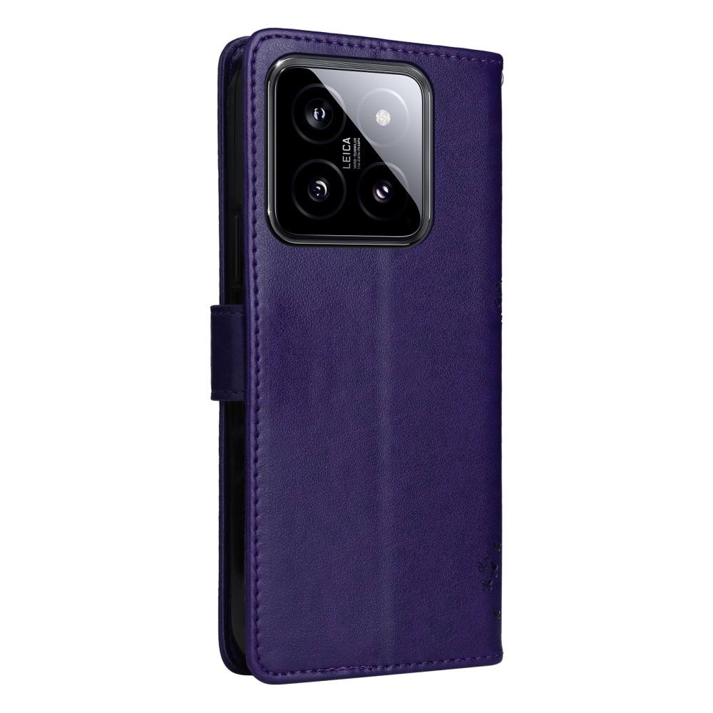 Fák könyv tok Xiaomi 14 - sötét lila