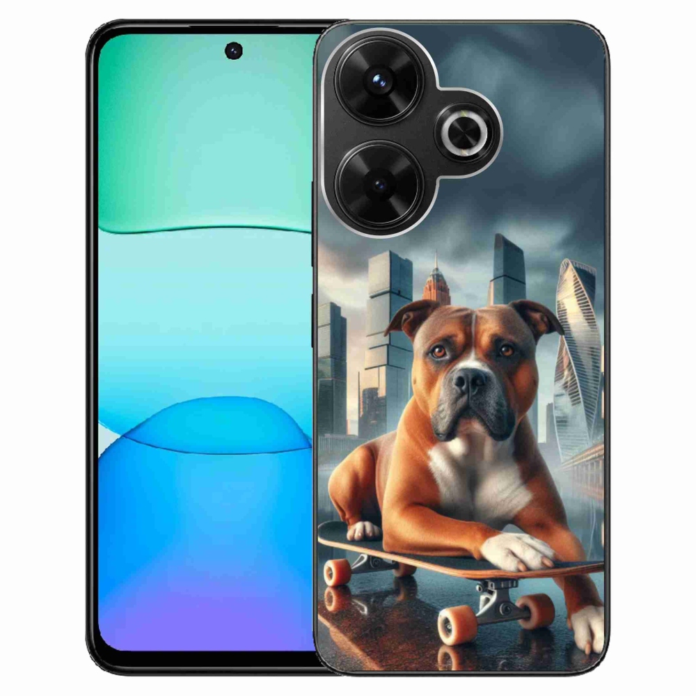 Gél borítás mmCase a Xiaomi Redmi 13 4G/Poco M6 4G számára - kutya gördeszkán