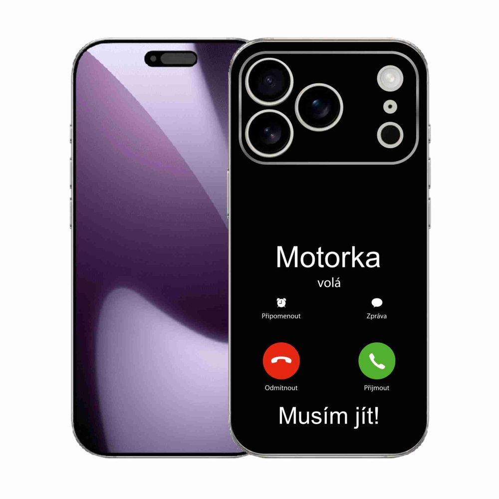 Zselés borítás mmCase iPhone 17 Pro készülékhez - motoros hívások fekete háttérrel