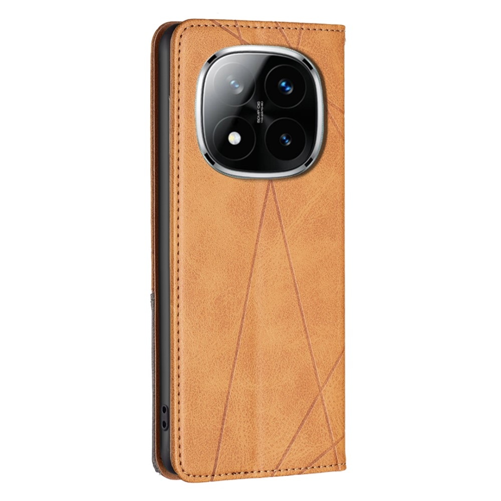 Háromszög alakú könyv tok Xiaomi Redmi Note 14 Pro - sárga