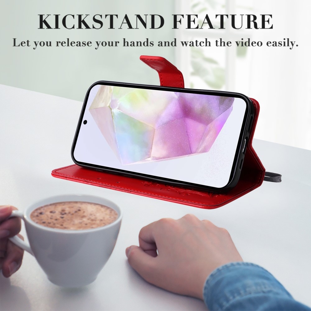 Nagy pillangó könyv tok Samsung Galaxy A36 5G-hez - piros