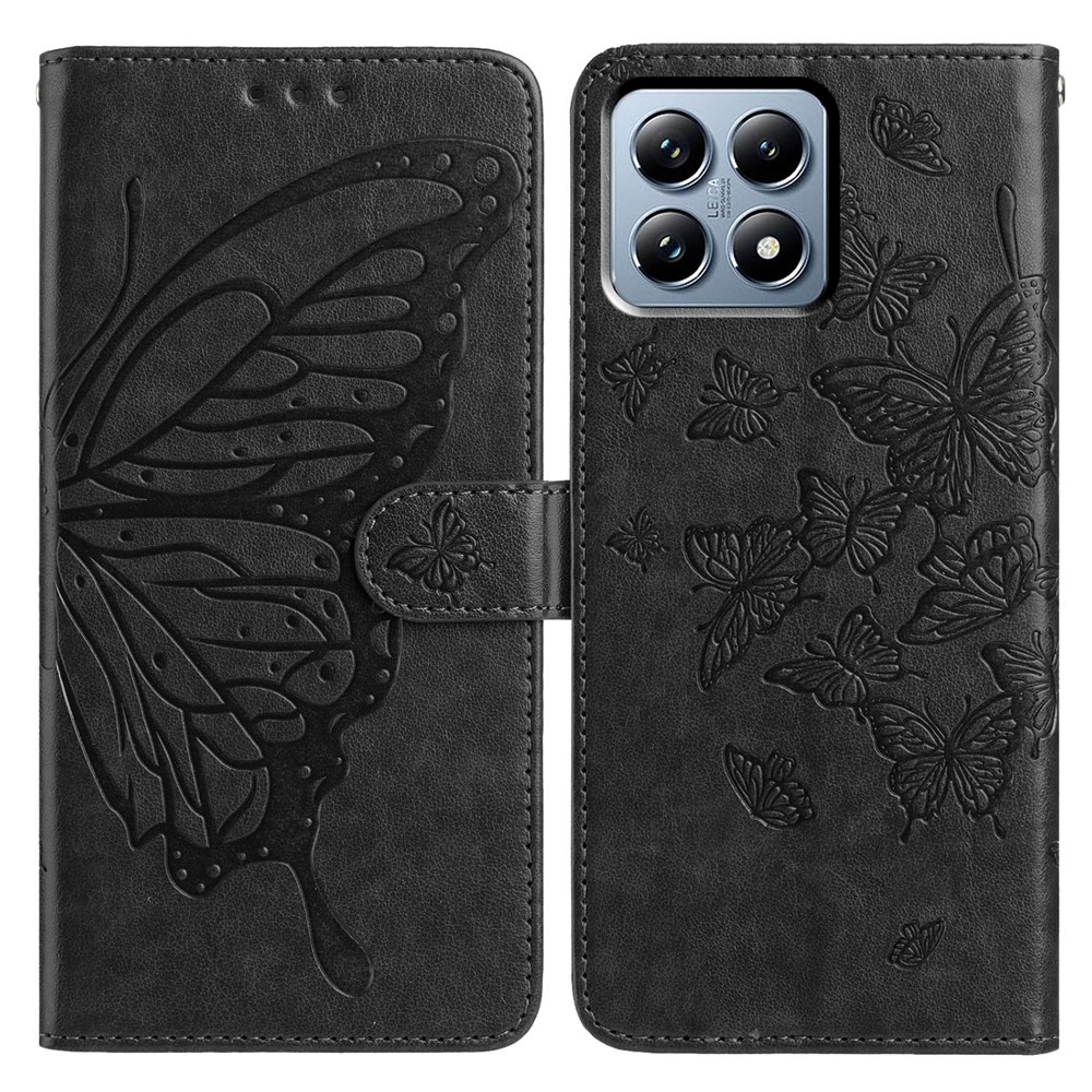 Virágos pillangó könyv tok Xiaomi 15T Pro-hoz - fekete