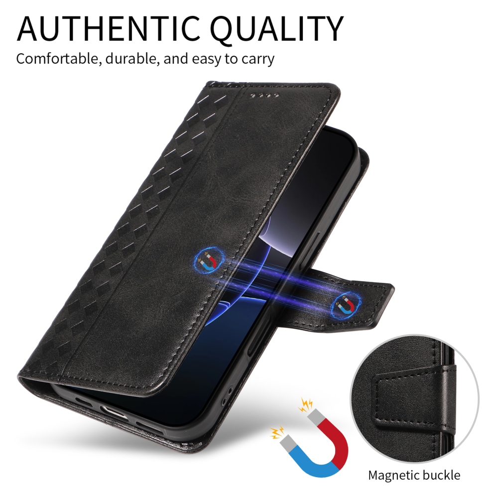 Rácsos könyv tok Xiaomi Redmi 15C 4G/5G (173mm) - fekete