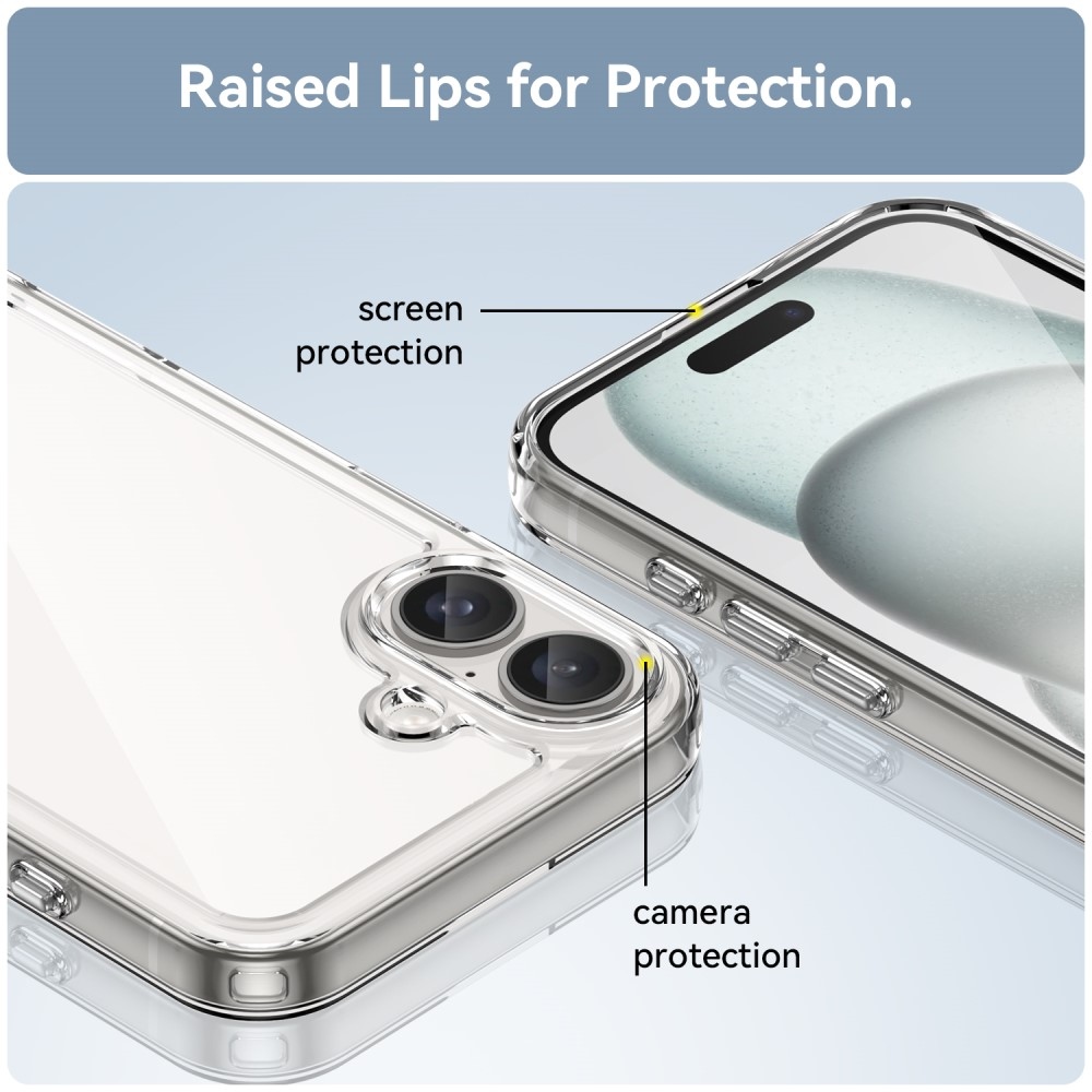 Gél tok fix hátlappal iPhone 16 készülékhez - átlátszó