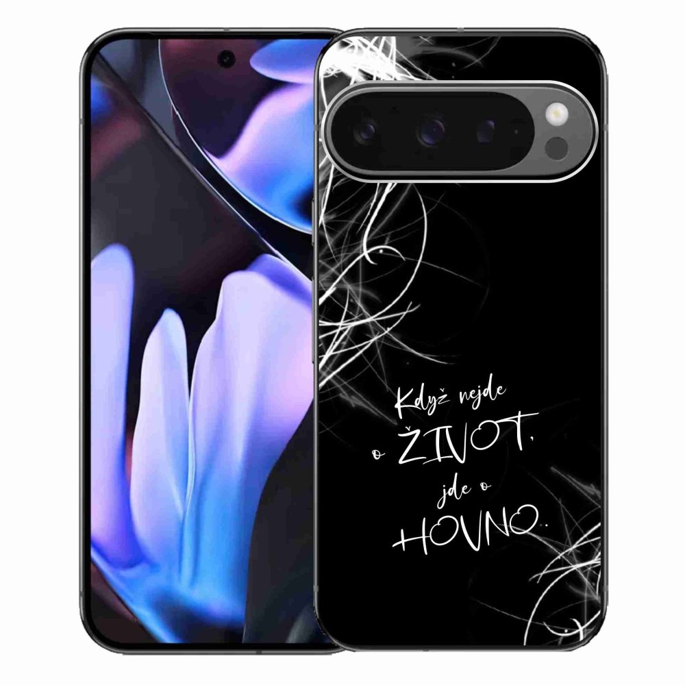 Gél borítás mmCase a Google Pixel 9 Pro XL-hez - vicces szöveg 16 fekete háttér