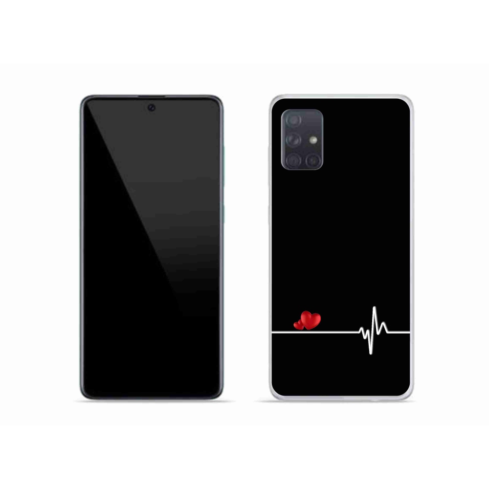 Gél borítás mmCase Samsung Galaxy A51 készülékhez - szív és szívverés fekete háttérrel