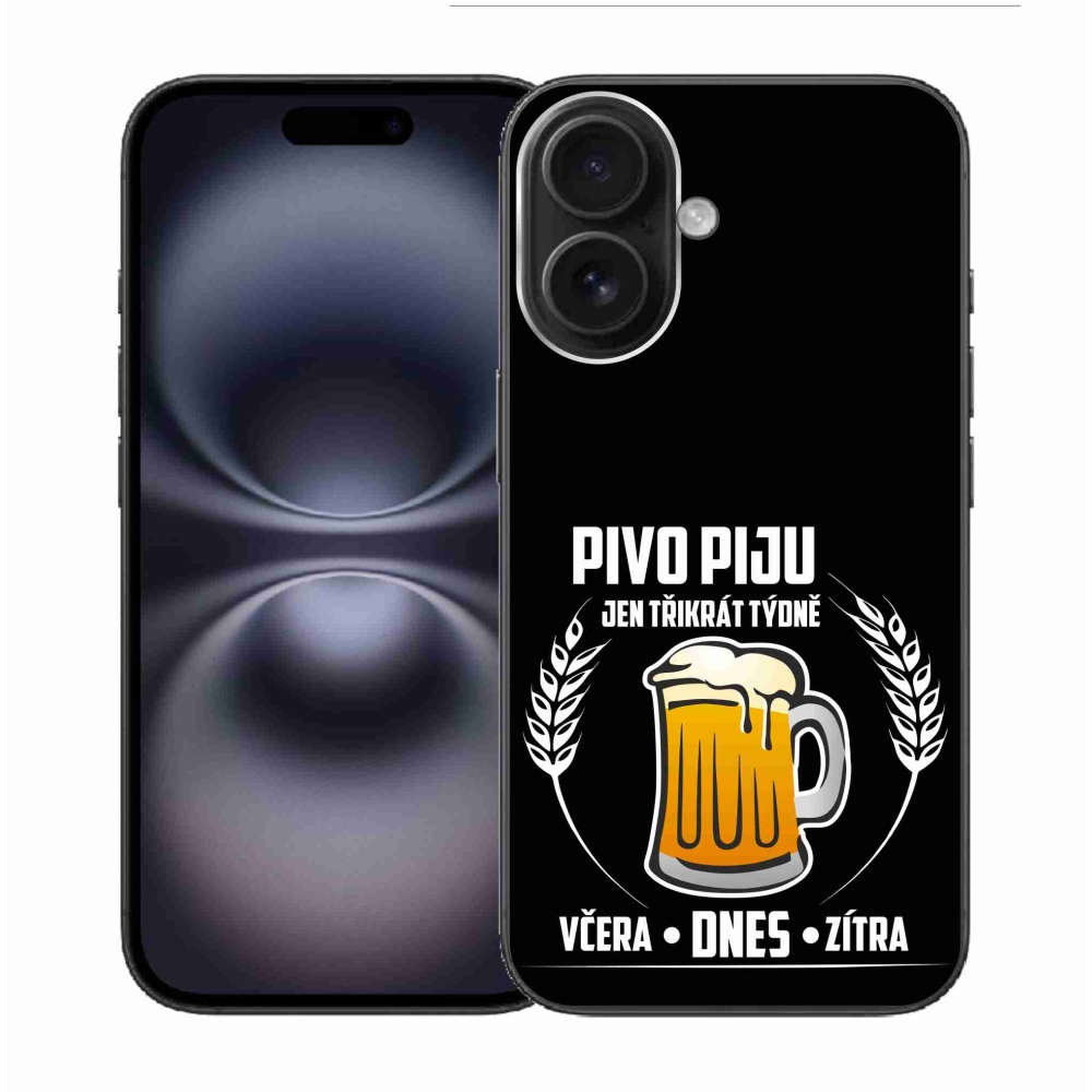 Gél borítás mmCase iPhone 16 készülékhez - sör motívum fekete háttér