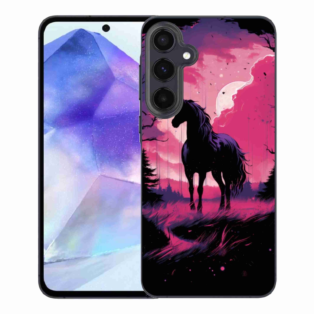 Zselés borítás mmCase Samsung Galaxy A55 5G - fekete rajzfilm ló 1
